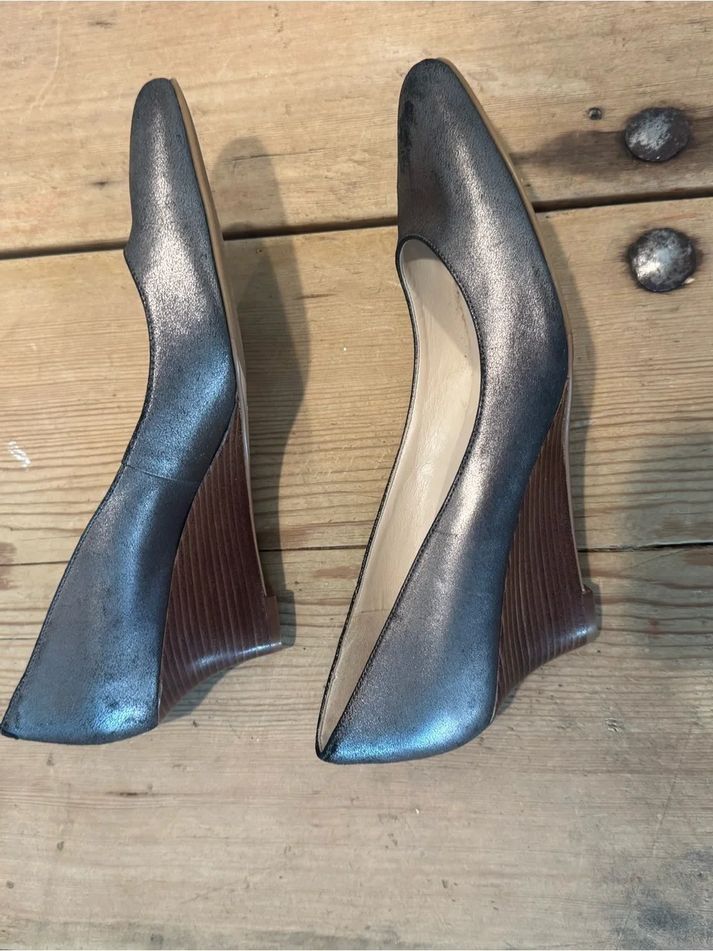 Cole Haan Catalina wedge size 8 Gunmetal pewter silver